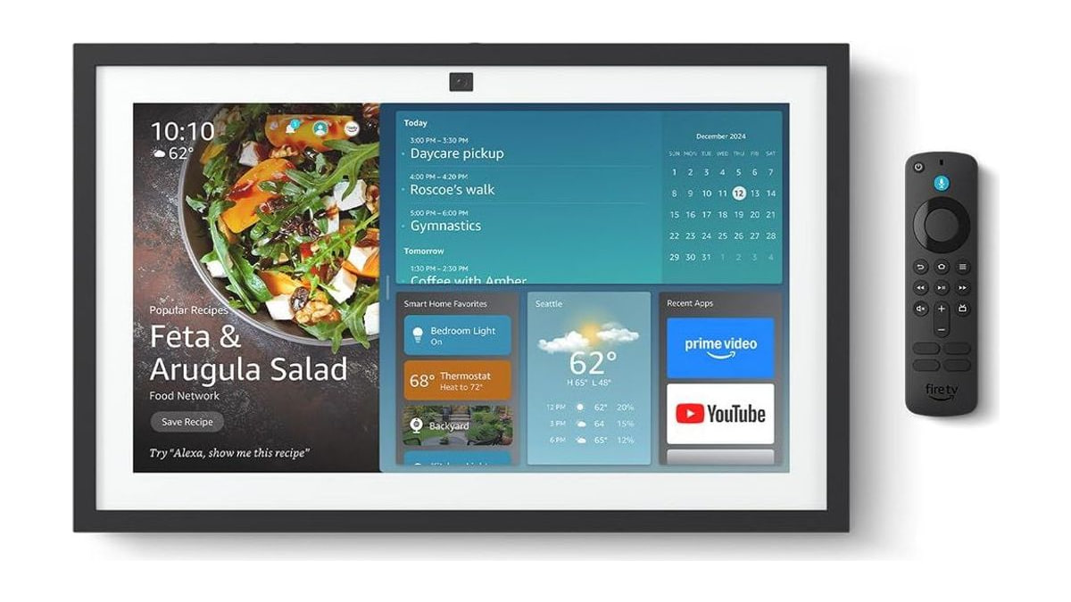 Amazon Echo Show 15 (newest model), Full HD 15.6" kitchen hub for home organization, with built-in Fire TV, Designed for Alexa+