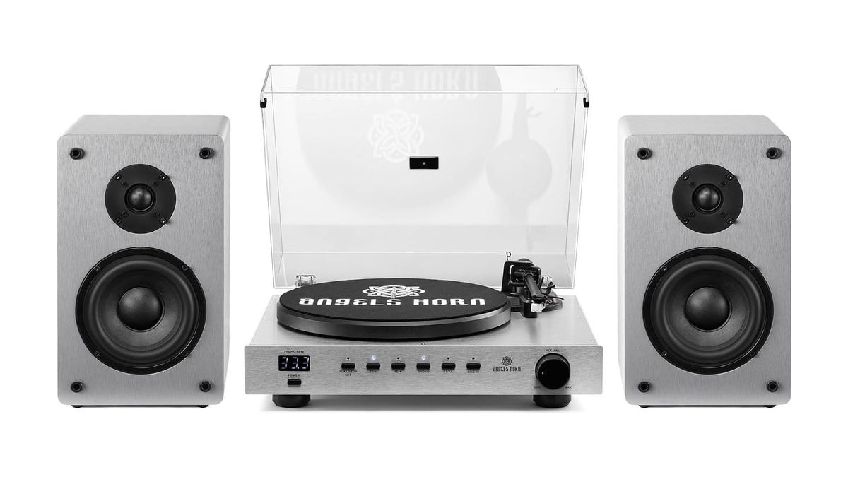 ANGELS HORN Hi-Fi Bluetooth Turntable with Speakers, AT-3600L Record Player