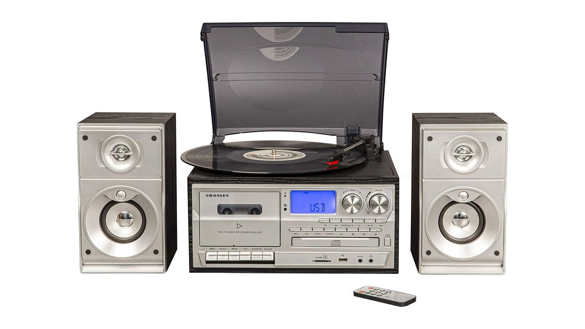 Crosley CR7014A-BK Eclipse 9-in-1 Record Player with Speakers, Black