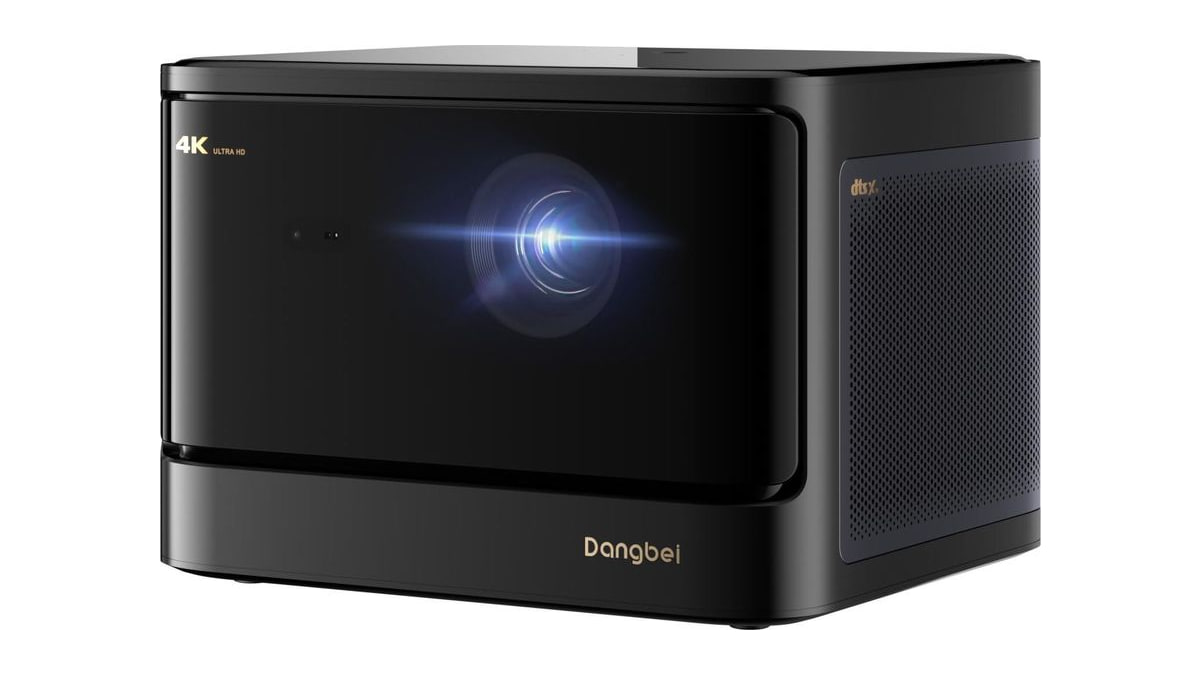 Dangbei DBOX02 Laser Projector 4K GTV, 2450 ISO Lumens, Netflix Officially Licensed, Blu-ray 3D, Home Theater Projector with WiFi and Bluetooth, HDR10