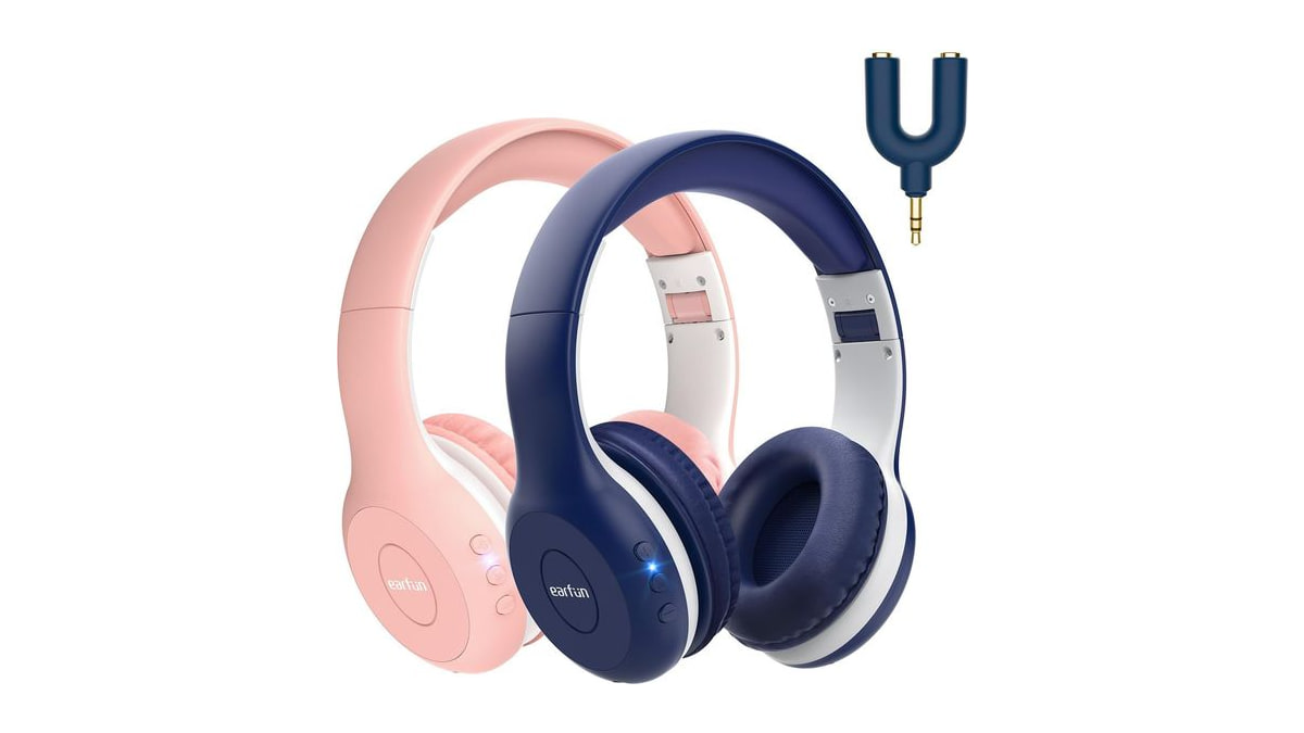 EarFun K2 Kids Bluetooth Headphones for School/Travel,Built-in Mic, 2 Packs