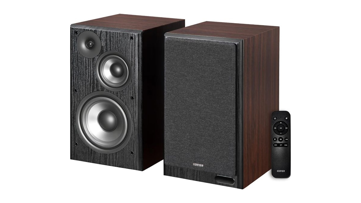 Edifier R2750DB MKII 3-Way Powered Bookshelf Speakers, 144W RMS, Walnut