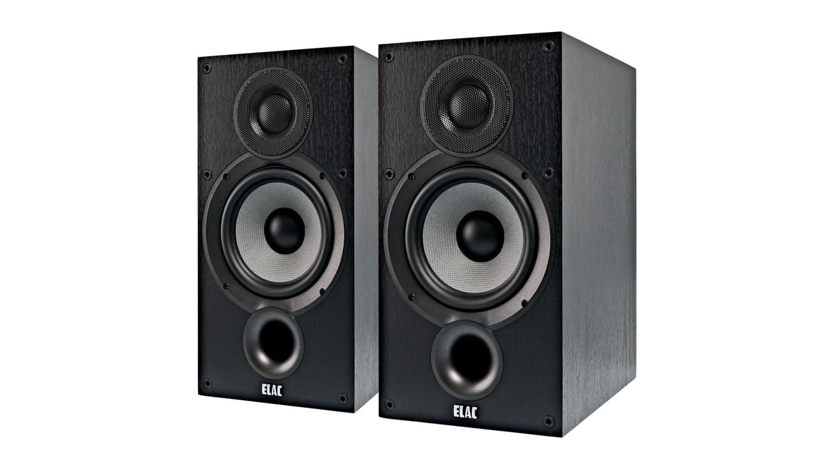 ELAC Debut 2.0 B6.2 Bookshelf Speakers, Black (Pair) - 1” Cloth Dome Tweeter & 6.5” Aramid Fiber Woofer - 2-Way Bass Reflex - Up to 35,000 Hz Response