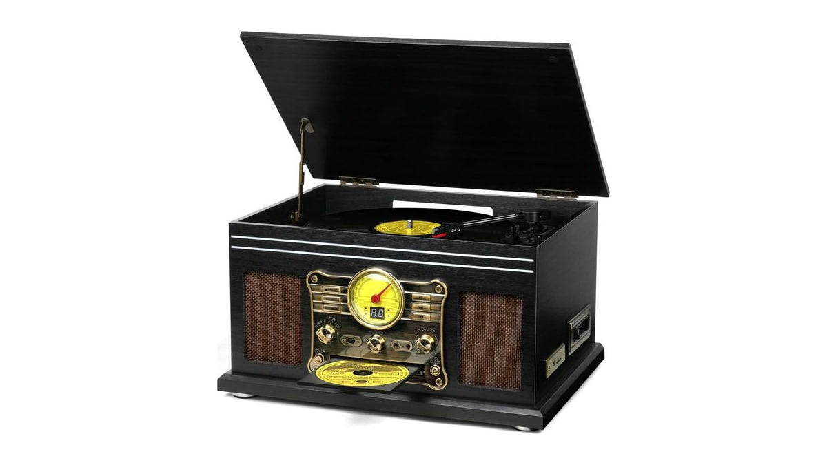 FEKTIK Bluetooth Record Player 10 in 1,FEKTIK 3-Speed Turntable for Vinyl with Speakers, LP to MP3 Converter, CD, Cassette Player, FM Radio, Wireless