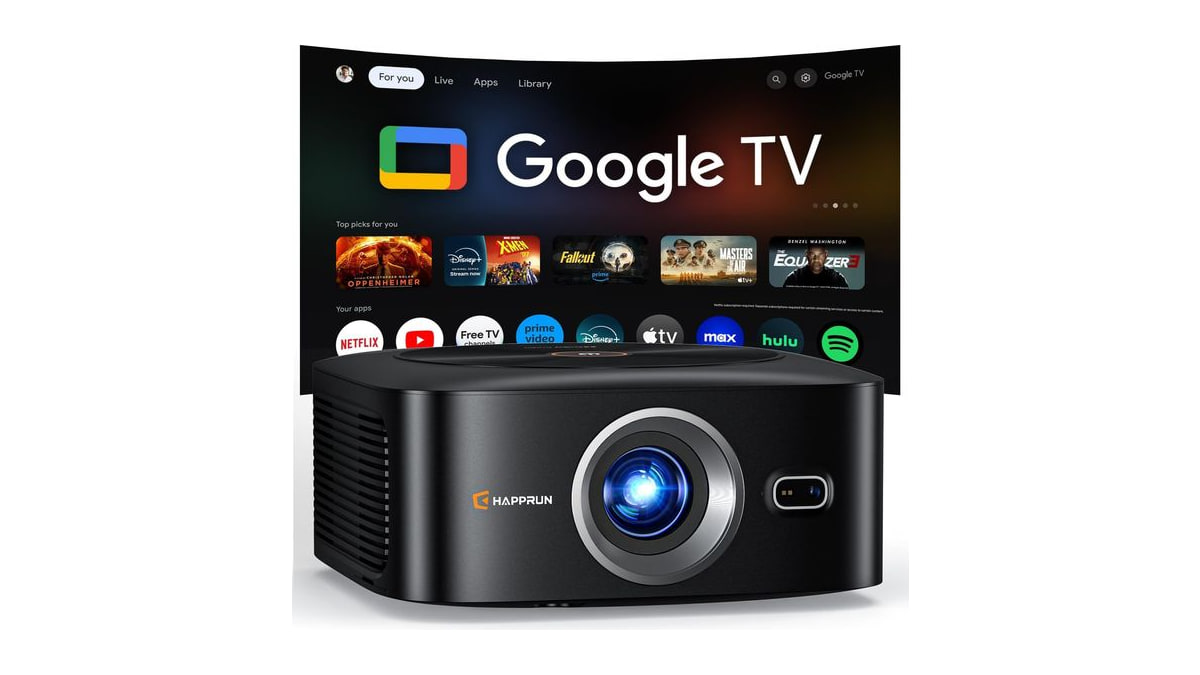 HAPPRUN 1500 ANSI 4K Decoding Outdoor Projector with Official Google TV