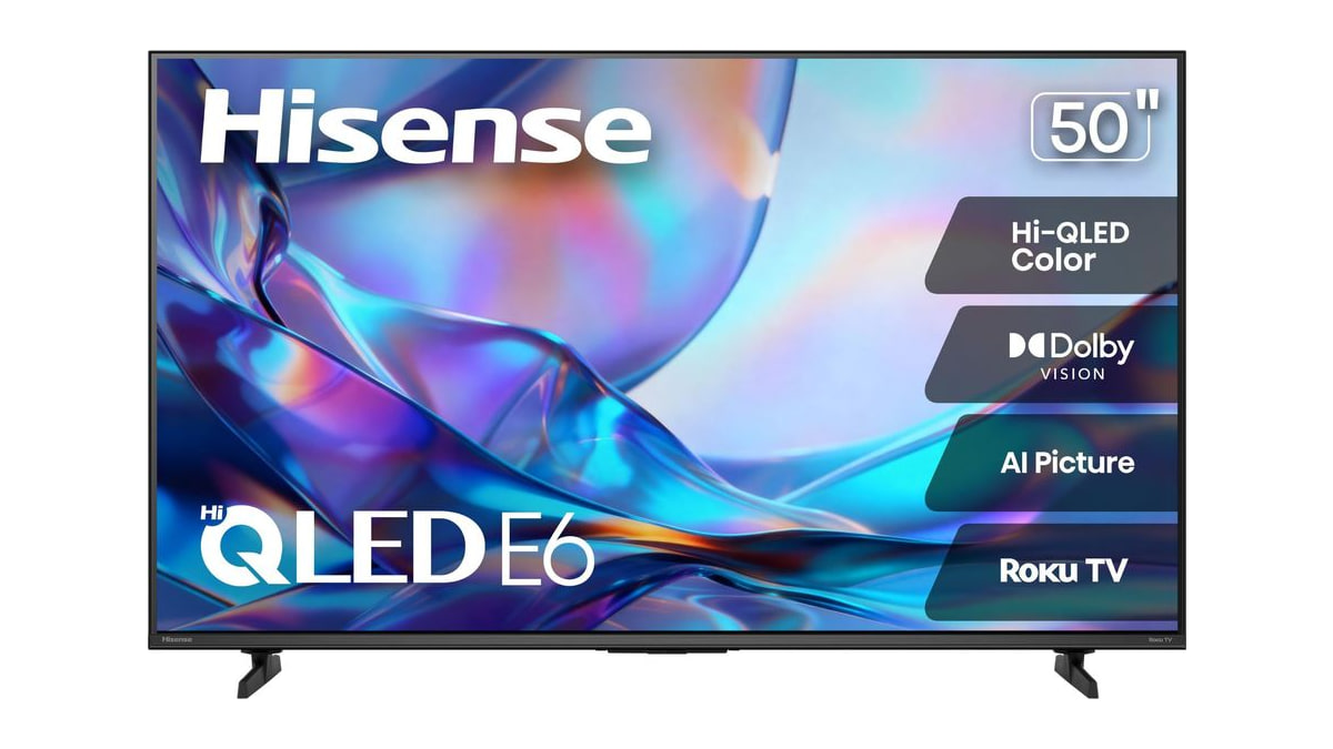 Hisense 50" Class E6SR Series Hi-QLED 4K UHD Smart Roku TV (50E6SR, 2026 Model) - Dolby Vision, Game Mode Plus, VRR, ALLM, DTS Virtual:X, Apple AirPla