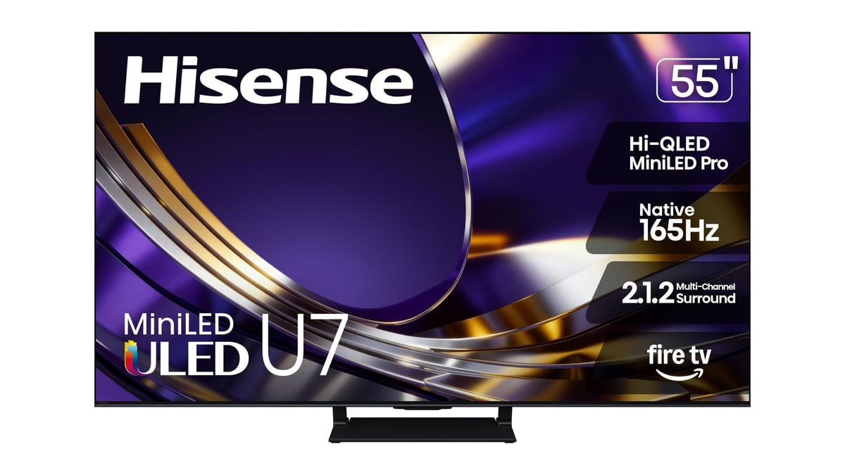 Hisense 55" U7 Mini-LED ULED 4K UHD Best Premium Gaming HDR Smart Fire TV (55U7SF, 2026 New) - Hi-QLED, Native 165Hz, VRR 330, Dolby Vision IQ · Atmos