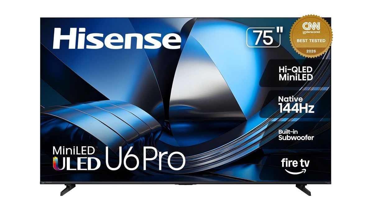 Hisense 75" U6 Pro Series Mini‑LED ULED 4K UHD HDR Gaming AI Smart Fire TV (75U6SF Pro, 2026 New) - Hi-QLED, Native 144Hz, Motion Rate 480, Dolby Visi
