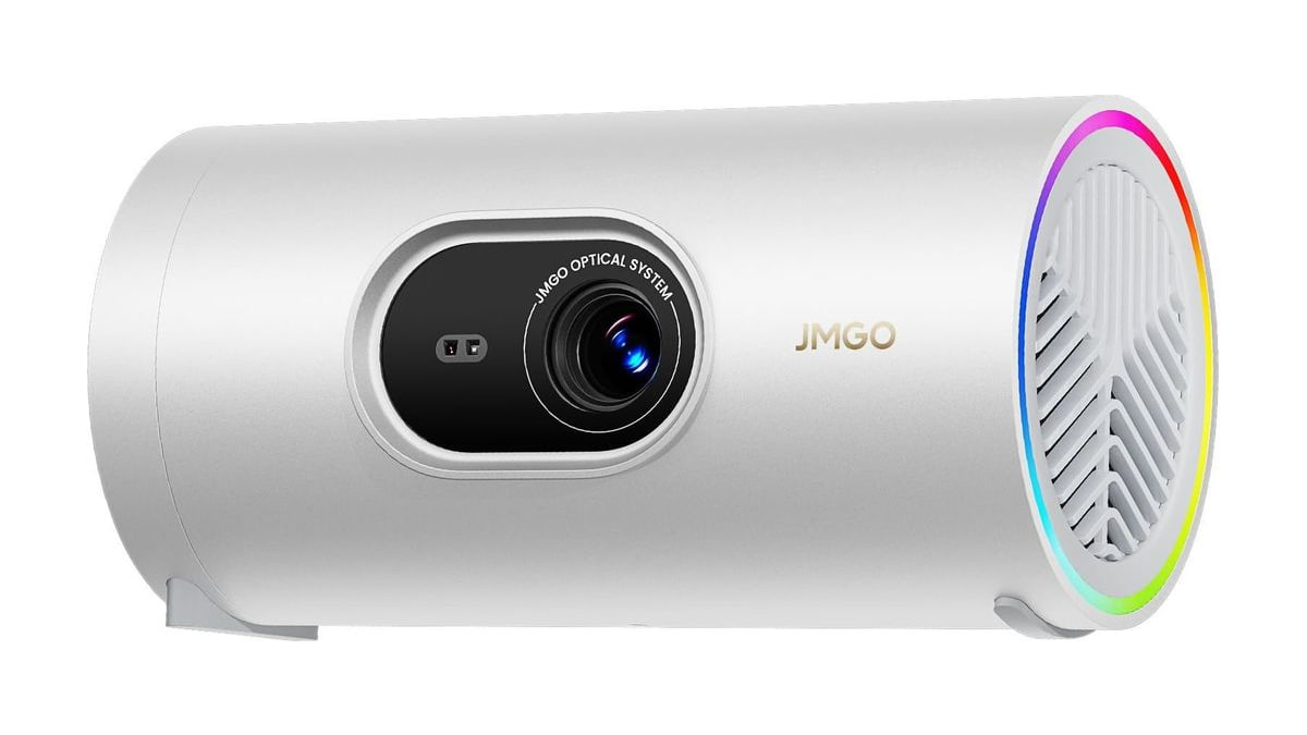 JMGO PicoPlay 1080P Smart Mini Projector, Google TV with Licensed Netflix, 400 ISO Lumens, 8W Dolby Digital, Portable Projector with WiFi & Bluetooth,