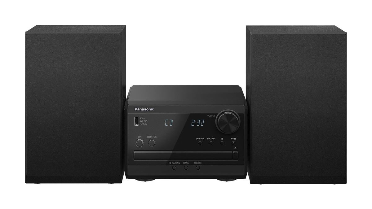 Panasonic Compact Stereo System with CD Player, Bluetooth, FM Radio and USB with Bass and Treble Control, 20W Stereo System for Home with Remote Contr