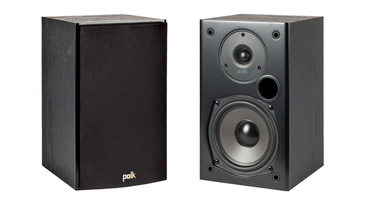 Polk Audio T15 100 Watt Home Theater Bookshelf Speakers, Black, 1 Pair