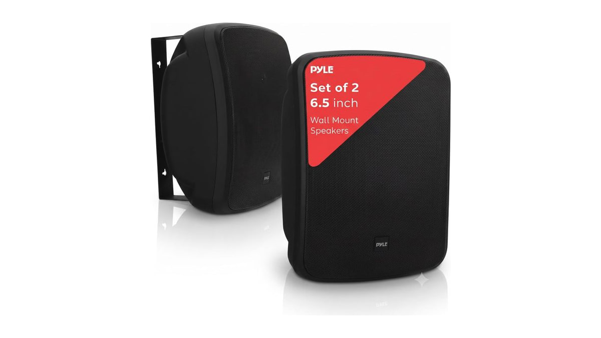 Pyle Outdoor Waterproof Wireless Bluetooth Speaker - 6.5 Inch Pair 2-Way Weatherproof Wall/Ceiling Mounted Dual Speakers w/Heavy Duty Grill, Universal