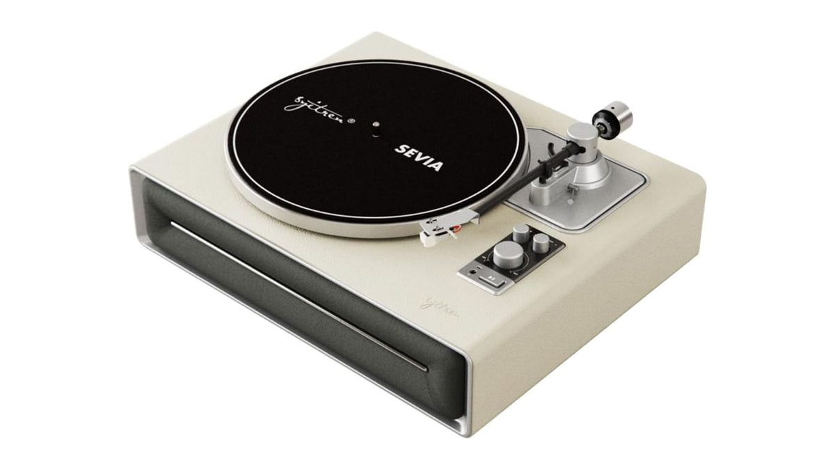 Syitren SEVIA Vinyl Record Player,Bluetooth Turntable,Built-in Speaker