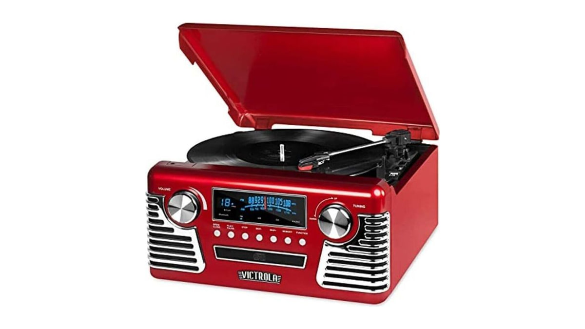 Victrola Haley - Retro Bluetooth Record Player with CD Player - Red