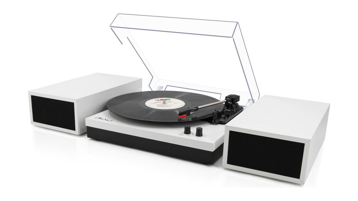 Vinyl Record Players with 2 External Speakers & Bluetooth Turntable, White